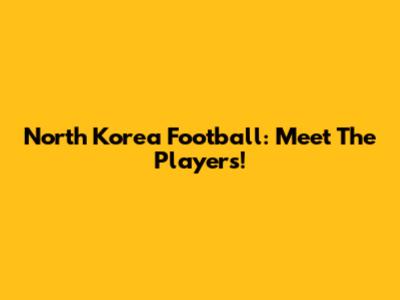 North Korea Football: Meet The Players!